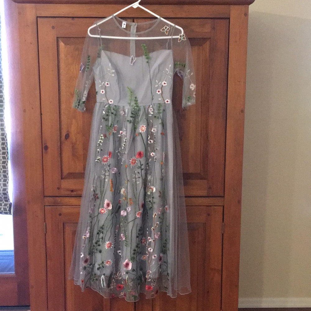 Party Dress with Embroidered Overlay